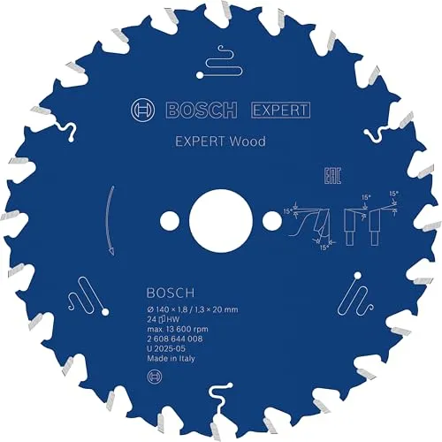 Bosch Professional Kreissägeblatt Expert for Wood 140x20mm - Kreissägeblatt für Holz mit 24 Zähnen, hohe Lebensdauer und kompatibel mit verschiedenen Kreissägen, ideal für präzise Schnitte.