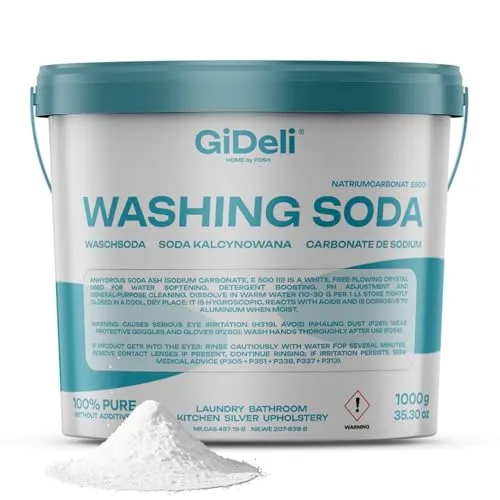 Waschsoda 1kg Natriumcarbonat NA2CO3 calziniertes Soda Waschmittel Waschpulver im Eimer
