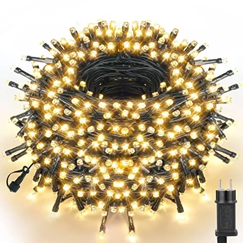 WUJUN 30m 300LED Lichterkette Weihnachtsbaum Innen Außen, End-to-End-Stecker, 8 Modi, Speicherfunktion, Lichterkette Weihnachten, Garten, Party, Hochzeit, Urlaub (Warmweiß)