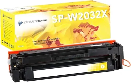 schneiderprintware [Mit Original-Chip | wiederverwendet] Toner kompatibel für 415X 415A W2032X gelb für HP Color Laserjet Pro MFP M454 DN dw M479 dw fdn fdw fnw | Keine UPDATEPROBLEME