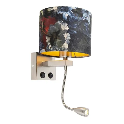 Qazqa Wandleuchte Brescia, moderne LED-Leuchte in Blau, E27 - Moderne Wandleuchte für den Innenbereich, mit wechselbarem LED-Leuchtmittel (E27). Stilvolles Design aus Stahl, ideal zur Akzentuierung Ihrer Räume.