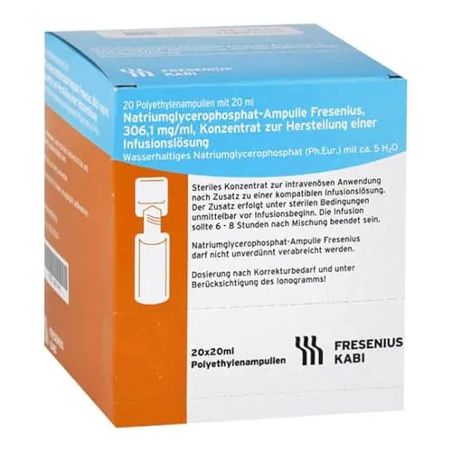 Natriumglycerophosphat Ampulle - Infusionslösungskonzentrat 400 ml - Arzneimittel zur Herstellung einer Infusionslösung, ideal zur Aufrechterhaltung normaler Phosphatkonzentrationen bei Phosphatmangel in der parenteralen Ernährung.