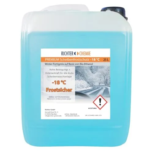 Richter Chemie | 25 Liter Premium Scheibenfrostschutz | -18°C Wischwasser Fertigmix Auto Scheibenwaschanlage 1 x 25LKanister
