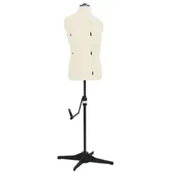 vidaXL Verstellbare Schneiderpuppe Männlich Creme Größe 37-45 - Warenpräsentationen für Modedesigner und Schneider, verstellbar an Brust, Taille und Hüfte für optimale Passform und Stabilität.
