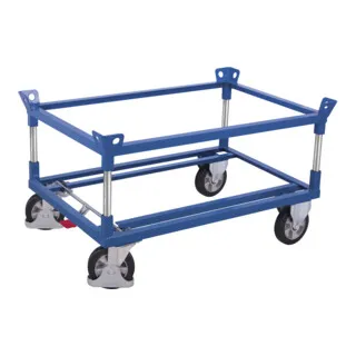 VARIOfit Paletten-Fahrgestell sw-870.101, 1200 kg Tragkraft - Palettenfahrgestell mit pulverbeschichteter Schweißkonstruktion, ideal für Europaletten und Gitterboxen, ausgestattet mit EasySTOP Zentralbremse für hohe Sicherheit.