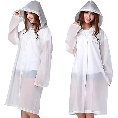CHJIEJIE Tosean 2 Stück Regenponcho Regencape Wiederverwendbar Regenmantel mit Kaputze Wasserdicht Transparent Regen Poncho Atmungsaktiv Regencape tragbarer Regenbekleidung Regenjacke 160-190cm