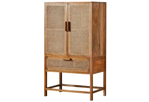 Riess-Ambiente Highboard BAMBOO LOUNGE 140cm natur - Highboard aus Massivholz mit Wiener Geflecht, ideal für ein stilvolles Wohnzimmer und schafft eine entspannte Atmosphäre.