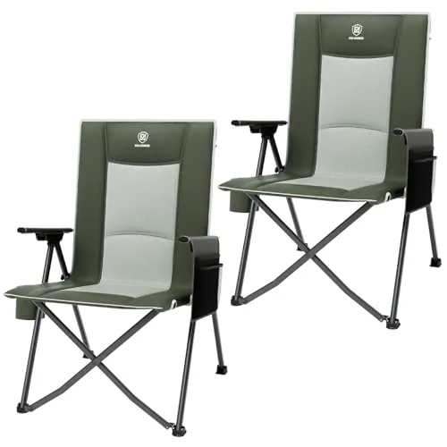 EVER ADVANCED Campingstuhl Faltbar Rückenverstellbar in 4 Positionen 160KG | 160KG Belastbar, Klappstuhl Recliner Campingstuhl mit Seitentasche & Getränkehalter, Angelstuhl für Camping, 5,4kg leicht