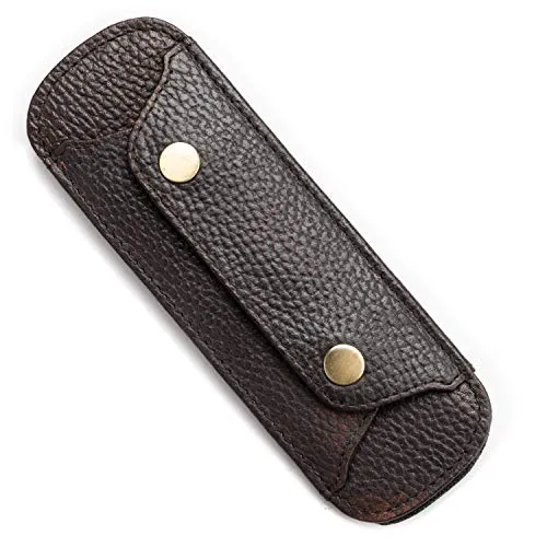 LEABAGS Leder Schulterpolster 18 x 6 cm I Taschen Anti-Rutsch Rutsch-Stopp Funktion I Echtleder Gurtpolster mit Druckknöpfen I Schultergurt Polster I Schulterriemen Polster I Copper