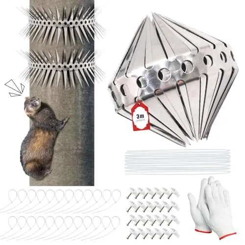 JUNUNDJING Marderschutz Fallrohr 300CM, Marderabwehr Fallrohr, Marderschreck,Fallrohrschutz Marderschutz Dachrinne, Für Marderfalle Marderschreck Dachboden Baum, Kann Geschnitten Werden