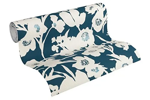 Esprit Vliestapete Fall in Love Tapete mit Blumen floral 10,05 m x 0,53 m blau creme Made in Germany 327514 32751-4