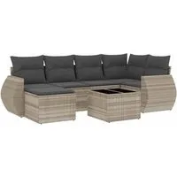 vidaXL Garten Sofa Garnitur 7-TLG. - Modular Gartenmöbel Set mit Kissen, langlebig und pflegeleicht aus PE-Rattan, ideal für Terrasse und Garten