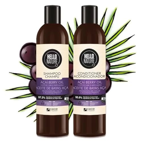 P-Beauty Naturkosmetik Acai Haarpflege Set Shampoo & Conditioner - Bio, Vegan, ohne Silikone - Feuchtigkeit & Glanz - Haarpflege für trockenes, strapaziertes & coloriertes Haar