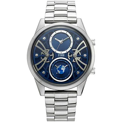 STORM London Globe-X Blue, Herrenuhr, Dual-Time Funktion, 5 bar Wasserdicht, Edelstahlgehäuse, Mineralglas, 47441/B