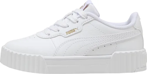 PUMA CARINA 3.0 PS Sneaker in Weiß, Größe 33 EU - Sportliche Sneaker in PUMA White-PUMA Gold, ideal für aktive Kids. Bequemer Sitz und stylisches unifarbenes Design für jeden Anlass.