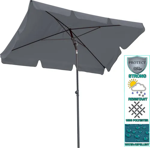 Quick Star Sonnenschirm 2x1,25m Rechteckig Grau von Quick-Star
