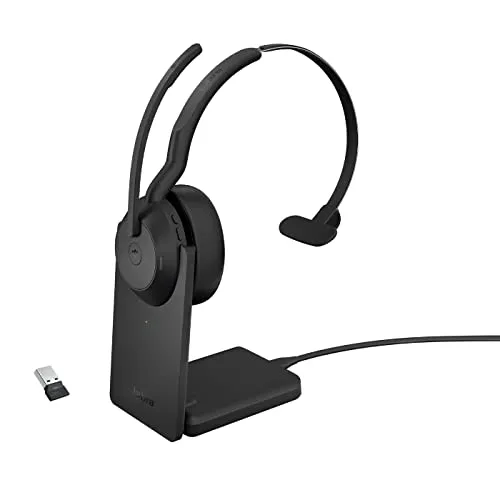 Jabra Evolve2 55 - Kabelloser Kopfhörer - Kopfhörer mit eingebautem Mikrofon, ideal für konzentriertes Arbeiten und klare Telefonate, Farbe: Schwarz, Konnektivität: USB und Bluetooth.