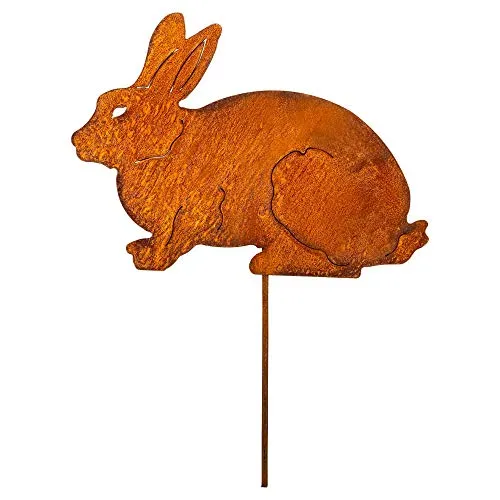 Manufaktur Lichtbogen Edelrost Gartenstecker Kaninchen
