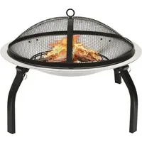 vidaXL 2in1 Feuerschale und Grill aus Edelstahl 56x56x49 cm - Praktische 2-in-1 Feuerschale und Grill für gesellige Abende im Freien! Genießen Sie Wärme und Grillvergnügen mit dieser robusten Edelstahl-Konstruktion. Ideal für entspannte Stunden im Garten.