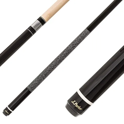 Parker Billardqueue JPS-Serie einfarbiger 2-TLG.Profi-Cue, hochwertiges Ahornholz und Leinenwicklung Griffbereich, 13 mm Ledertip, schwarz, dunkelrot und weiß