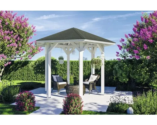 Pavillon SKAN HOLZ Nancy Gr. 1 - 360 cm, weiß - Pavillon & Pergolen, stabiler Holzrahmen, ideal für Gartenpartys oder entspannte Stunden im Freien mit einem eleganten 6-eckigen Design.