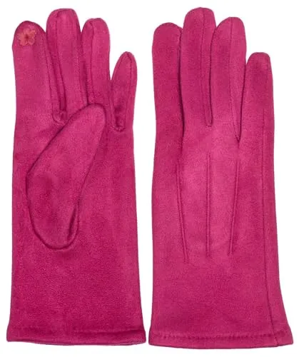 Caspar GLV014 klassisch elegante uni Damen Handschuhe mit 3 Nähten, Farbe:fuchsia, Accessoires:One Size