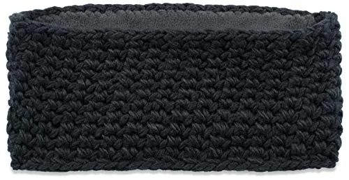 styleBREAKER Damen breites Grob gehäkeltes Stirnband einfarbig, Thermo Fleece Futter, Tube Schal, Winter Headband 04026050, Farbe:Dunkelblau