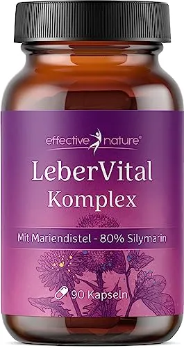 Leber Vital Komplex - Hochdosiert & vegan - Pflanzliches Ergänzungsmittel mit Mariendistel, Artischocke und Löwenzahn. Ideal zur Unterstützung der Leberfunktion mit 240 mg Silymarin und 195 mg Cholin pro Tag.