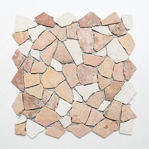 Mosaik Fliese Marmor Naturstein beige rot in rot von MOSANI