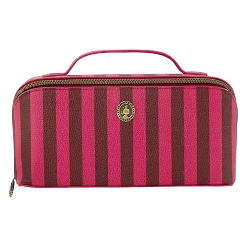 Pip Studio Cyrille Cosmetic Bag Medium Stripe Pink - Make-up Tasche aus veganem Material, stilvolles gestreiftes Design in Pink mit 2 Fächern für optimale Organisation.