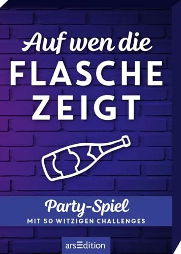 Auf wen die Flasche zeigt: Partyspiel mit 50 witzigen Challenges | Kartenbox mit superlustigen Aufgaben zum Flaschendrehen