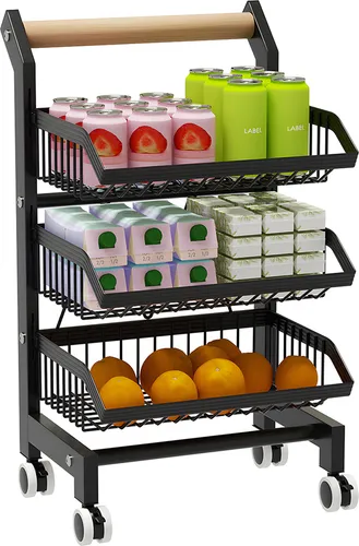 Heikoeco® Multifunktionaler Rollwagen mit 3-5 Ebenen in schwarz von Heikoeco