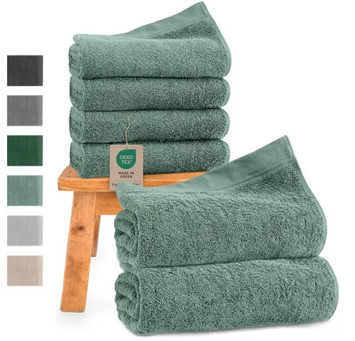 Hausfelder Handtücher Handtuch Set: 2 Badetücher + 4 Handtücher, (Set, 6-St), 100% Baumwolle, weich, saugfähig, Uni-Farben