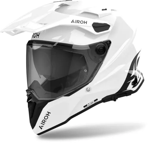 AIROH COMMANDER 2 COLOR WHITE GLOSS L - Motorradhelm für Offroad-Fahrer, in glänzendem Weiß, ECE 22 06 zertifiziert für höchste Sicherheit und Komfort