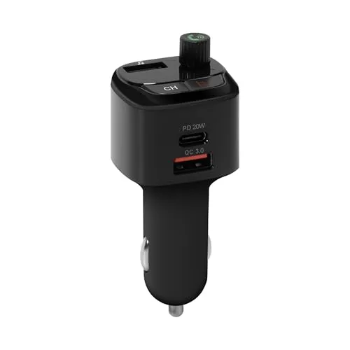 TechniSat Viola FMT 1 - FM Bluetooth Autoadapter (Freisprecheinrichtung mit LED-Display, USB QC 3.0 und 20W PD Schnellladefunktion, MP3/WMA/WAV Wiedergabe, Echo- und Rauschunterdrückung, 12–24 V)