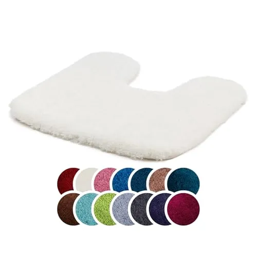 liebling Superior Badteppich mit Ausschnitt und Anti-Rutsch-Beschichtung, 100% Polyester (Mikrofaser), 50 x 45 cm, 30 Grad waschbar, Fußbodenheizung geeignet, Farbe: Creme