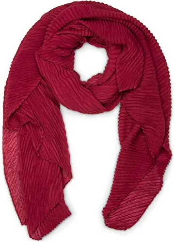 styleBREAKER Damen Schal fein gekreppt | Leichter Plissee-Schal für stilvolle Looks | Elegantes Halstuch mit fließenden Falten | Modisch Vielseitig & Angenehm weich | 96 x 192 cm, Farbe:Weinrot