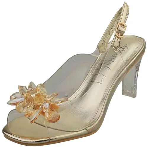 Laura Vita Damen-Sandalen MISSTYL MIRA 01 in Gold - 39 EU - Wanderschuhe mit 8,4 cm Absatzhöhe, ideal für stilvolle Auftritte und komfortables Gehen im Beruf. Hochwertiges Lederinnensohle für besten Tragekomfort.