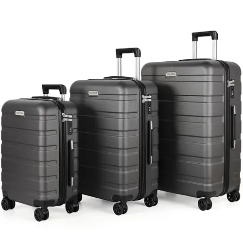 TANTOMI Koffer Set 3 Teilig Hartschale - Koffer Set mit 3 Größen (M, L, XL) aus robustem ABS, ausgestattet mit einem integrierten Zahlenschloss und 4 leisen Rollen für müheloses Reisen.