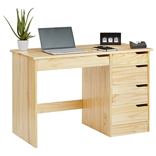IDIMEX Schreibtisch HUGO, Kinderschreibtisch aus Kiefer Massivholz - Kinderschreibtisch mit Stauraum, 114 cm breit und aus robustem Kiefernholz, ideal für das kreative Arbeiten und Spielen Ihres Kindes.