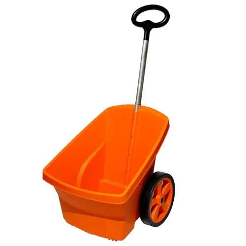 ScarMaxx - Schubkarre 2 Räder - Gartentrolley Kunststoff - Gartenwagen Transportwagen - Gartenkarre für Laub, Abfall - Belastbarkeit bis 50 kg, Fassungsvermögen 67 L - Orange