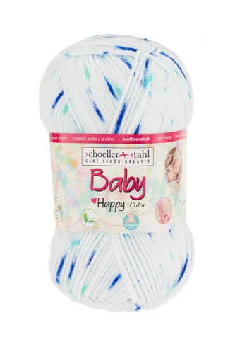 Schoeller + Stahl Baby Happy Color Häkelwolle, 185 m, wunderbar weiches, pflegeleichtes Garn mit fröhlichen Farbakzenten