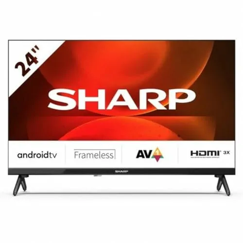 SHARP 24FH2EA - 24 Zoll HD Ready Android TV - 24 Zoll LED Smart TV mit HDR10 und Active Motion 400 für lebendige Farben und flüssige Bewegungen. Zugriff auf über 400.000 Filme & Serien mit Android TV und integriertem Chromecast.