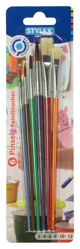 Stylex Pinselset 6 Pinsel Schule Haarpinsel Borstenpinsel 6er Set 35060