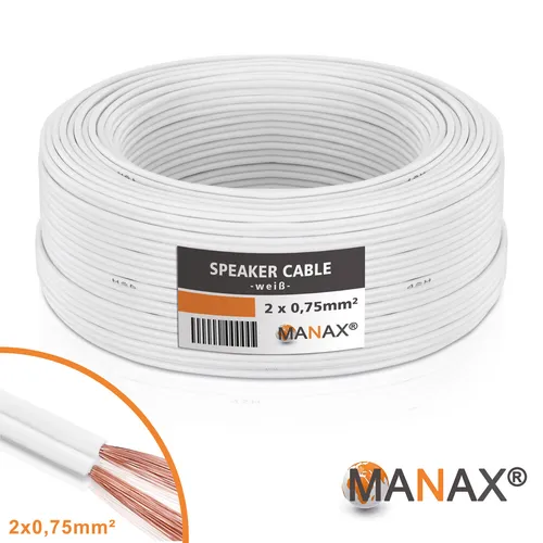 10m 2x0,75mm² Lautsprecherkabel weiß Audio Kabel Boxenkabel 100% CCA