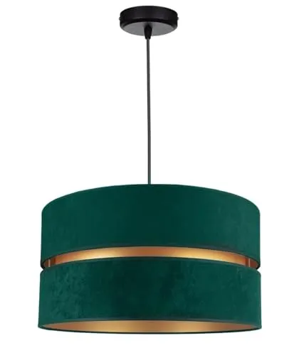 FKL DESIGN Home Deco Hängelampe Pendellampe Dunkelgrün Beleuchtung 1-flamming E27 Hängeleuchte Pendelleuchte aus Serie N134 (N134-DG)