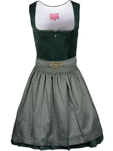 Krüger Dirndl Alisha 50cm – Elegantes Samt-Dirndl für Damen - Dirndl für Damen mit schickem Samtmieder und gemusterter Jacquard-Schürze, ideal für Trachtenfeste und Hochzeiten. Hochwertige Verarbeitung von Krüger Dirndl.