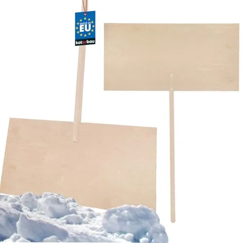 KOTARBAU® Holz Schneeschaufel Schneeschieber 100cm mit Holzstiel Verstärkt Holz Schild 150 cm