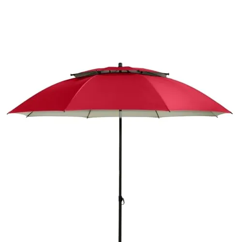 Doppler Strandschirm Windprofi Neo 200 Rot - Sonnenschirm für windige Strandtage mit Windventil und Fiberglas-Streben, bietet Stabilität und UV-Schutz 50+.