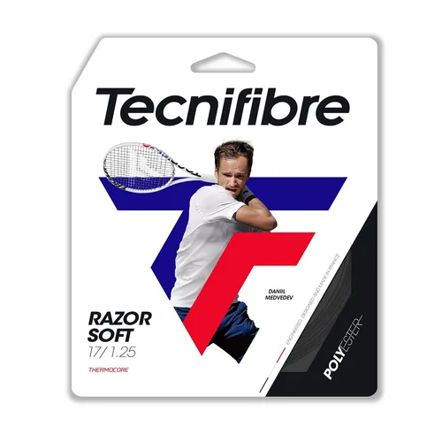 Tecnifibre Tennissaite Razor Soft (Haltbarkeit+Allround) carbongrau 12m Set, Saitendicke: 1.20
